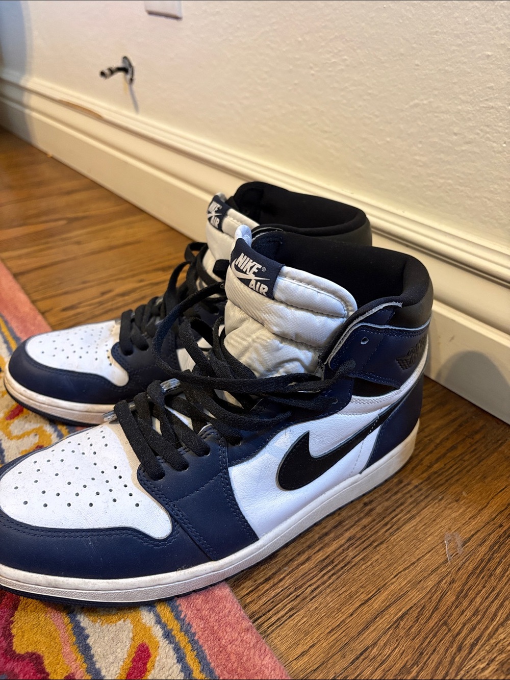 Nike High Top Basketball Sneakers - Navy, White & Black